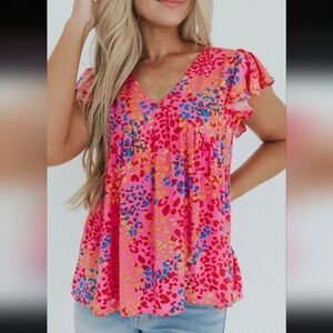 Bright Multicolored Flirty Leopard Print Top